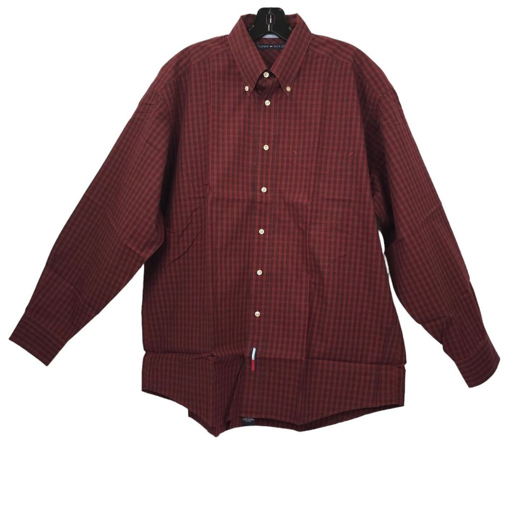 Vintage 2002 Tommy Hilfiger Button Front Shirt Mens 16.5 Holiday Tartans Plaid